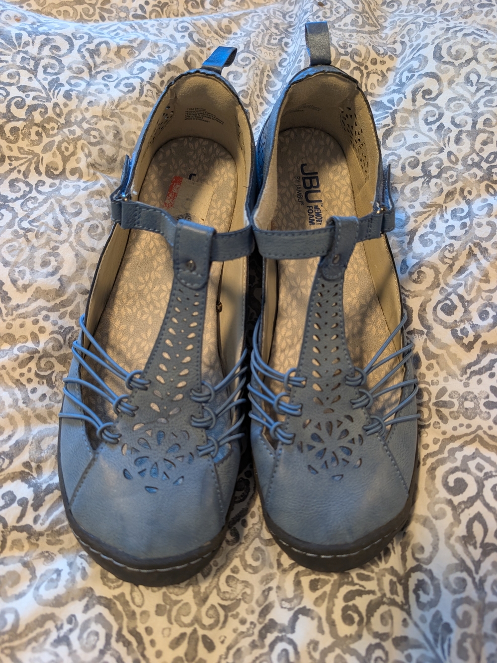 JBU Women's Blue T-Strap Casual Mary Jane